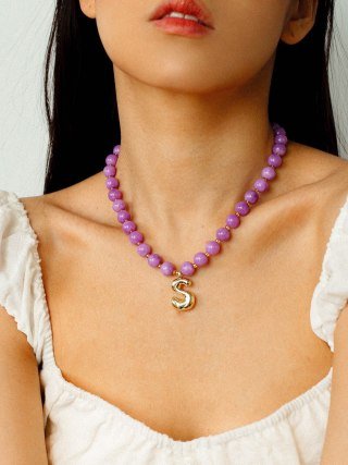 Colorful Gemstone Initial Necklace - floysun