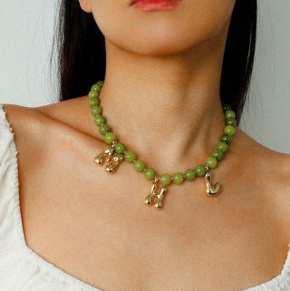 Colorful Gemstone Initial Necklace - floysun