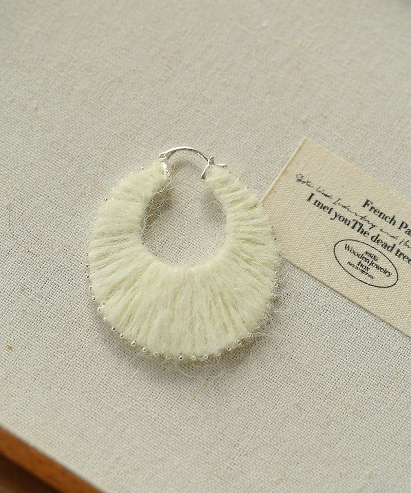 Colorful Gradient Yarn Woven Hoop Earrings - floysun