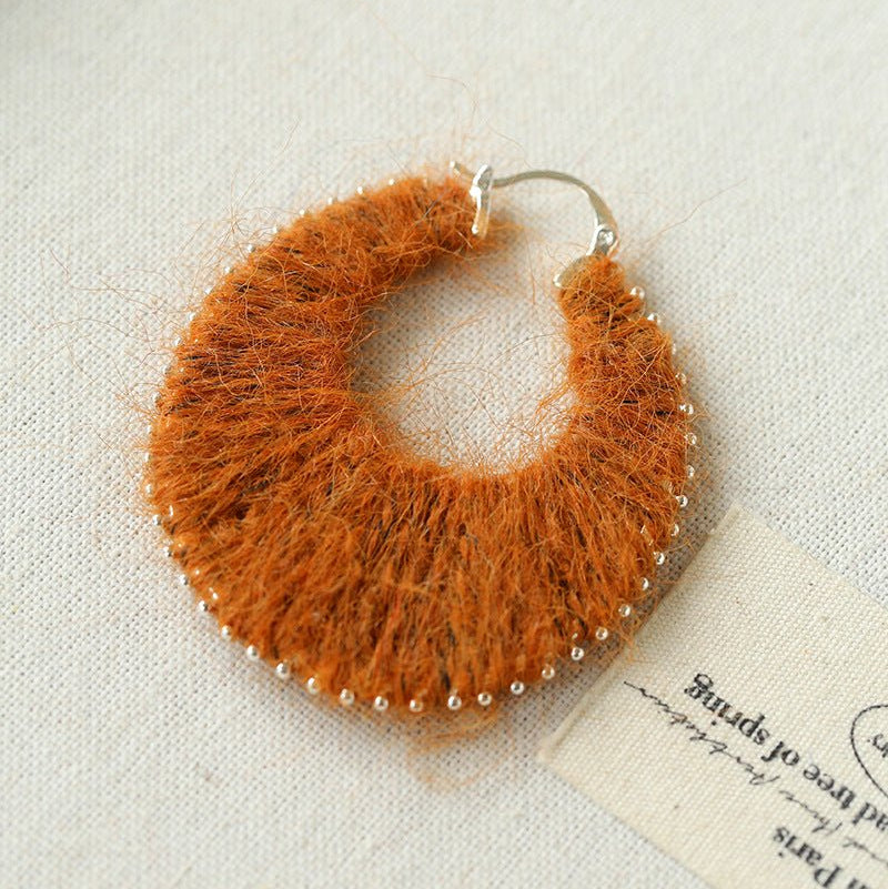 Colorful Gradient Yarn Woven Hoop Earrings - floysun