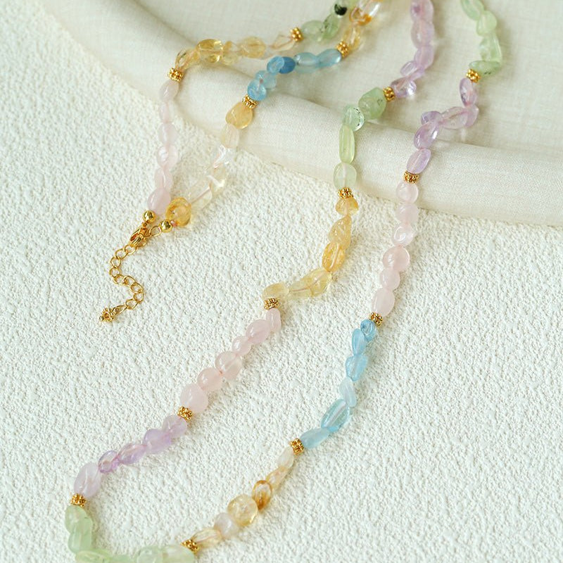 Colorful Irregular Crystal Beaded Long Necklace - floysun