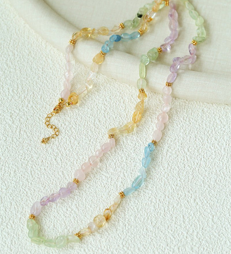 Colorful Irregular Crystal Beaded Long Necklace - floysun