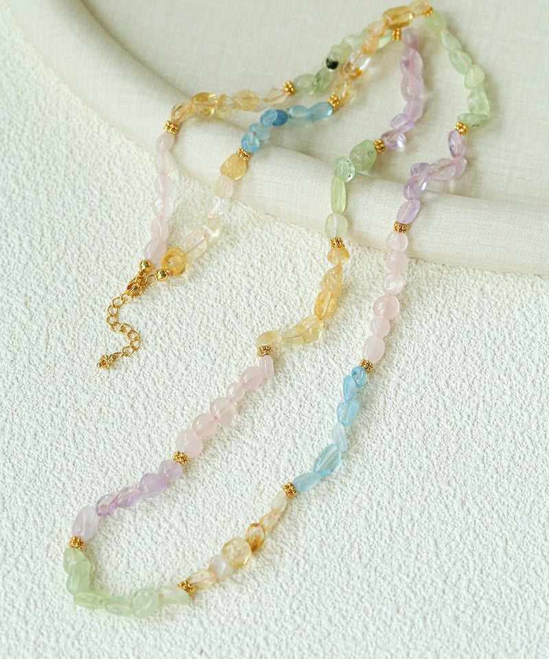 Colorful Irregular Crystal Beaded Long Necklace - floysun