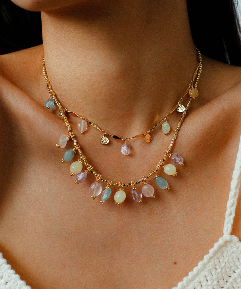 Colorful Irregular Crystal Chain Necklace - floysun