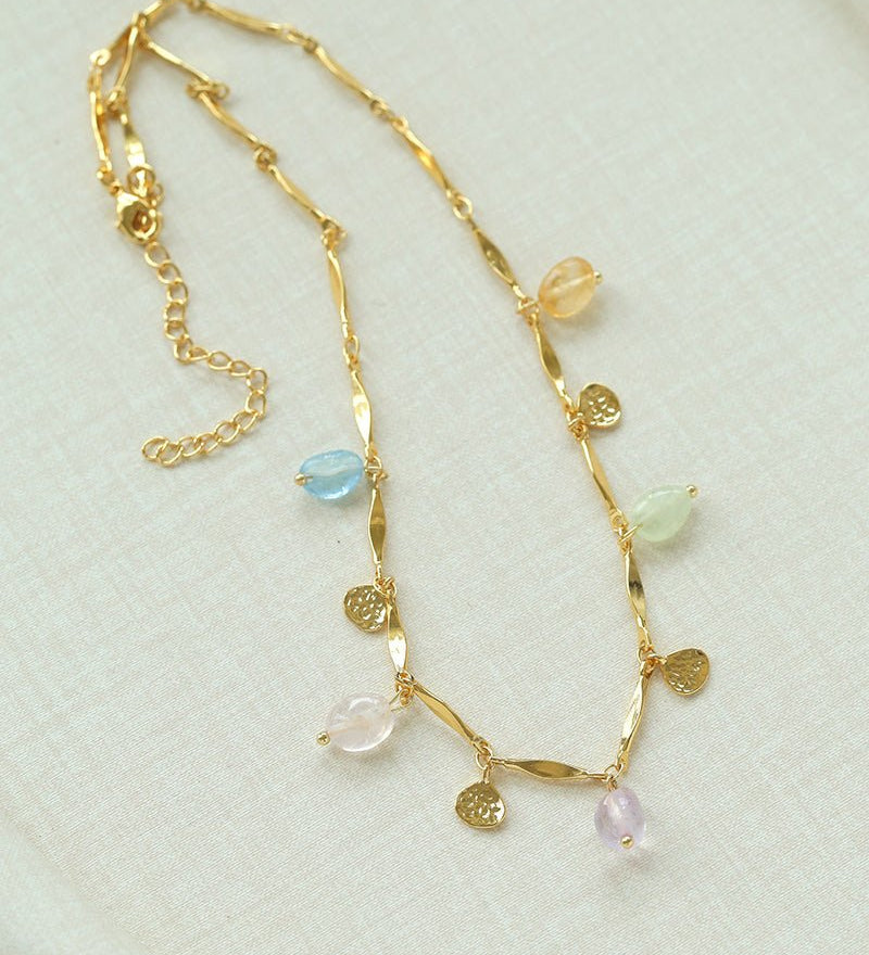 Colorful Irregular Crystal Chain Necklace - floysun