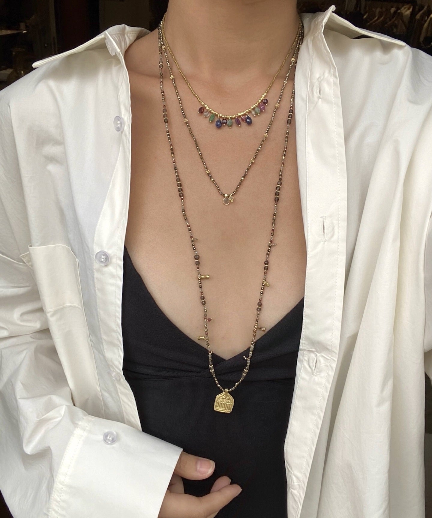 Colorful Mini Natural Stone Necklace | Bohemian Layering Style - floysun