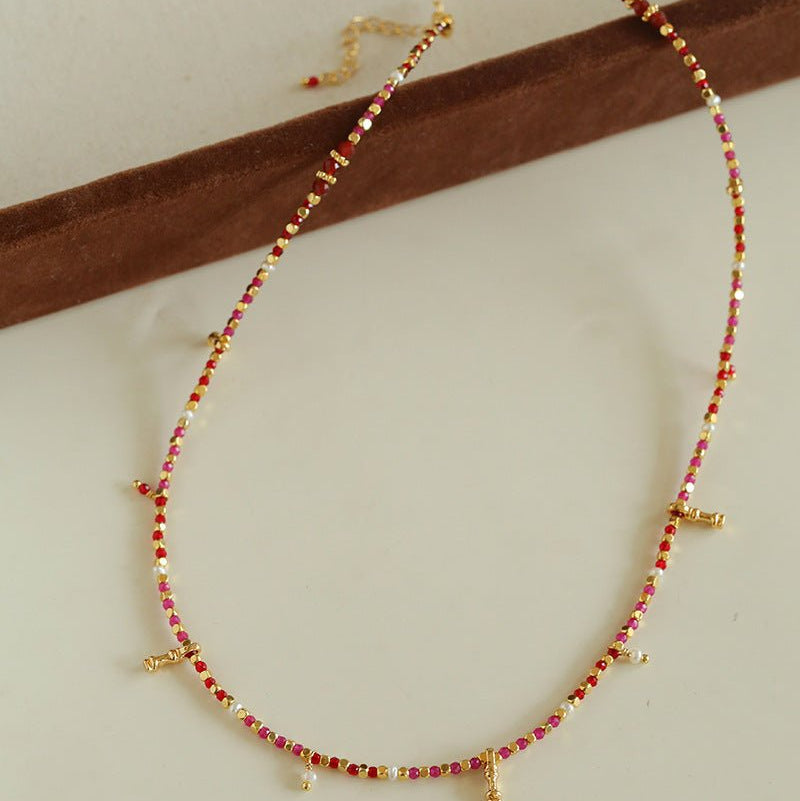 Colorful Mini Natural Stone Necklace | Bohemian Layering Style - floysun