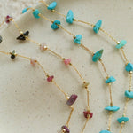Colorful Natural Chip Bead Starry Collarbone Necklace (Turquoise & Tourmaline) - floysun