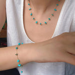 Colorful Natural Chip Bead Starry Collarbone Necklace (Turquoise & Tourmaline) - floysun