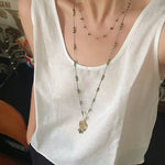 Colorful Natural Chip Bead Starry Collarbone Necklace (Turquoise & Tourmaline) - floysun