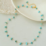 Colorful Natural Chip Bead Starry Collarbone Necklace (Turquoise & Tourmaline) - floysun