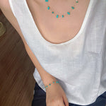 Colorful Natural Chip Bead Starry Collarbone Necklace (Turquoise & Tourmaline) - floysun