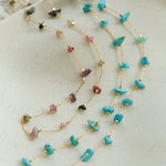 Colorful Natural Chip Bead Starry Collarbone Necklace (Turquoise & Tourmaline) - floysun