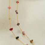 Colorful Natural Chip Bead Starry Collarbone Necklace (Turquoise & Tourmaline) - floysun