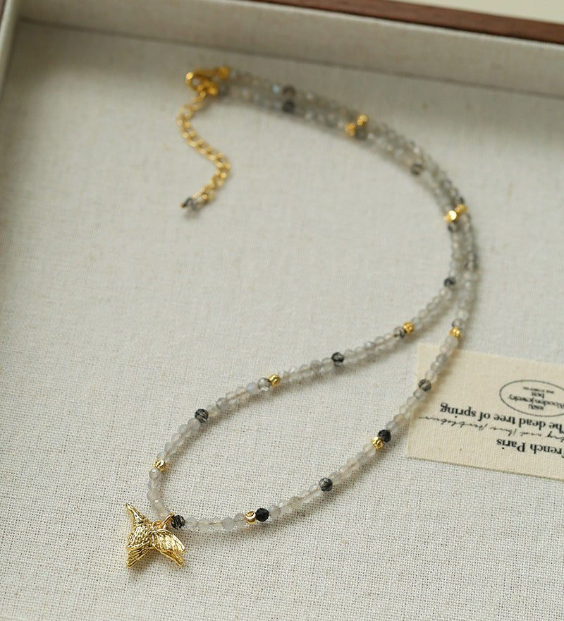 Colorful Natural Stone Beaded Necklace with Multi - element Pendants - floysun