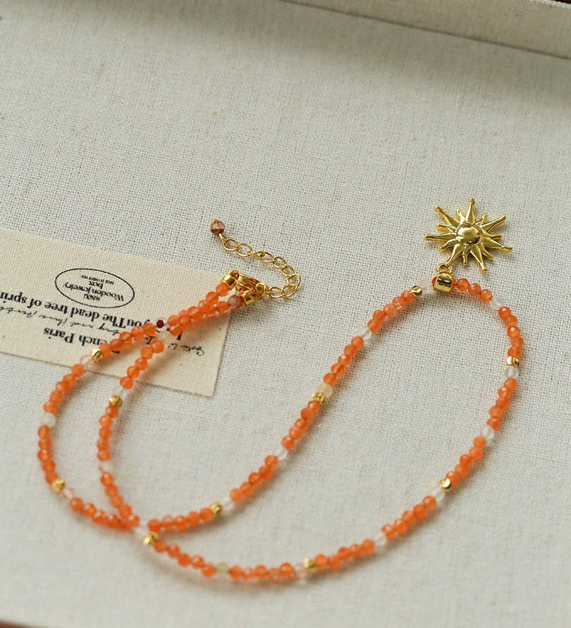 Colorful Natural Stone Beaded Necklace with Multi - element Pendants - floysun