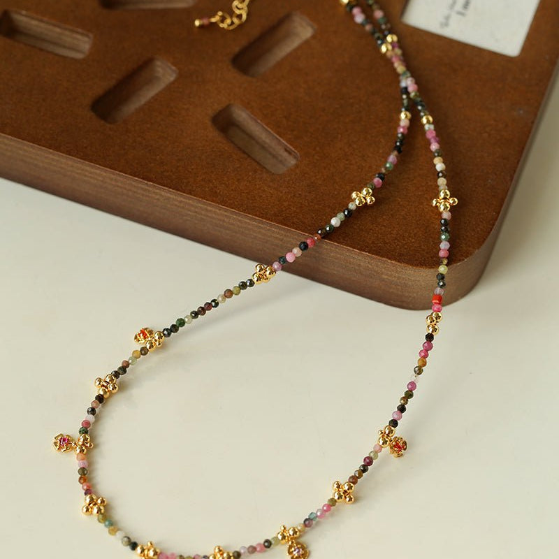 Colorful Natural Stone Flower Necklace | Delicate Spring & Summer Charm - floysun