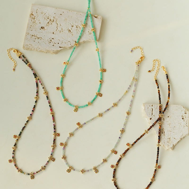 Colorful Natural Stone Flower Necklace | Delicate Spring & Summer Charm - floysun