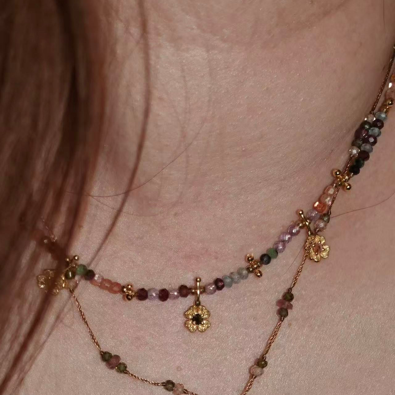Colorful Natural Stone Flower Necklace | Delicate Spring & Summer Charm - floysun
