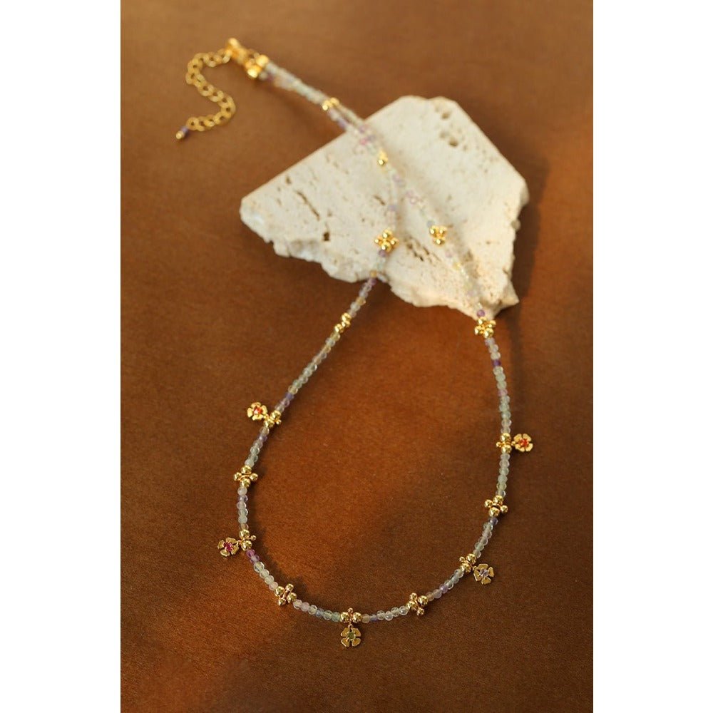 Colorful Natural Stone Flower Necklace | Delicate Spring & Summer Charm - floysun