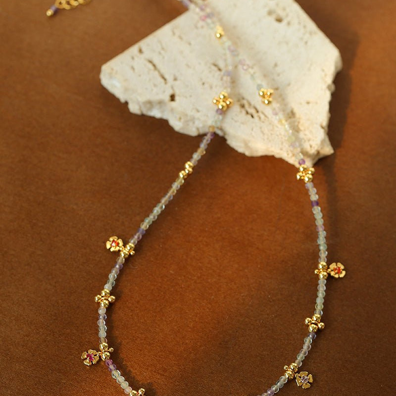 Colorful Natural Stone Flower Necklace | Delicate Spring & Summer Charm - floysun
