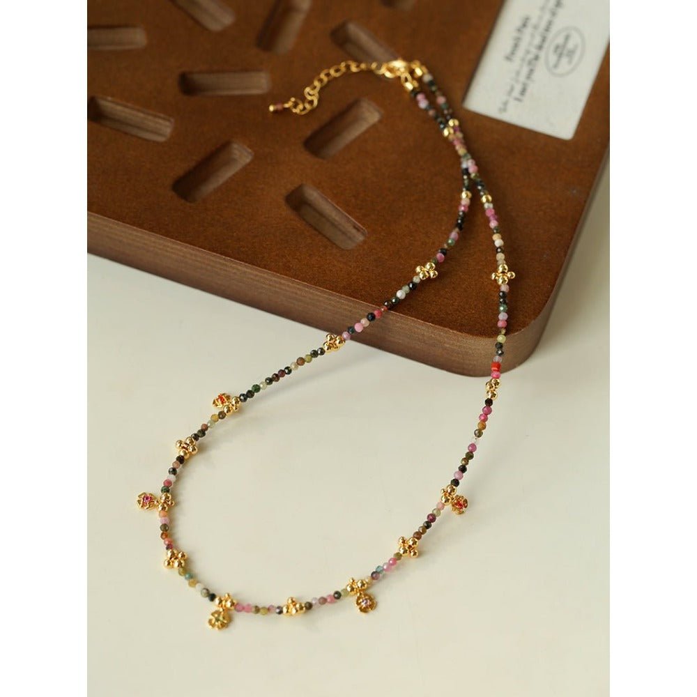 Colorful Natural Stone Flower Necklace | Delicate Spring & Summer Charm - floysun