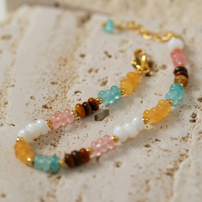 Colorful Natural Stone Pearl Stacked Beads Bracelet - floysun