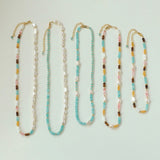 Colorful Natural Stone Pearl Stacked Beads Necklace - floysun