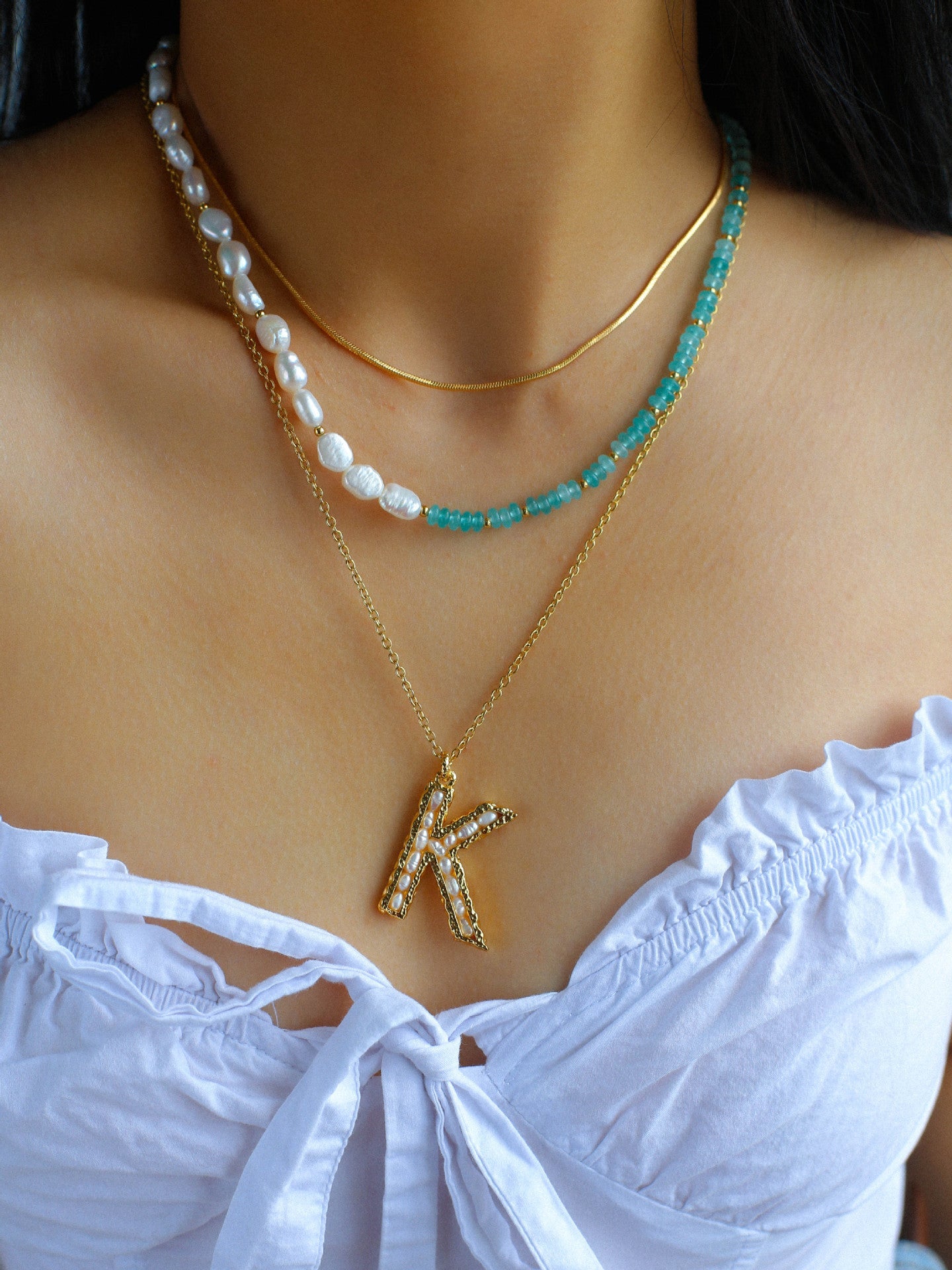 Colorful Natural Stone Pearl Stacked Beads Necklace - floysun