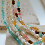 Colorful Natural Stone Pearl Stacked Beads Necklace - floysun