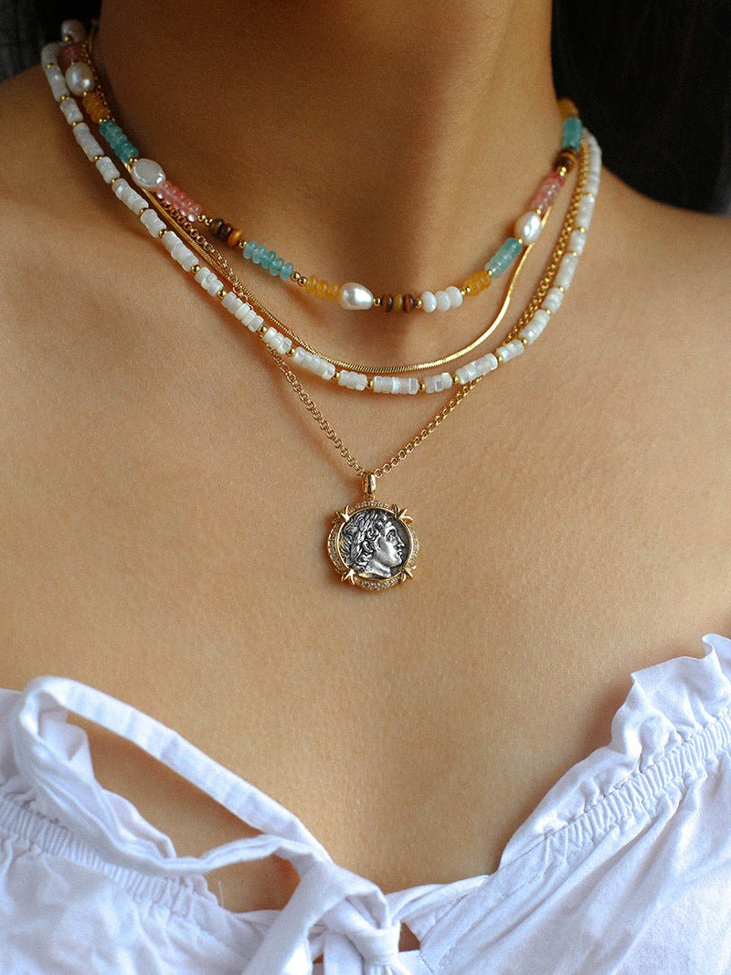 Colorful Natural Stone Pearl Stacked Beads Necklace - floysun