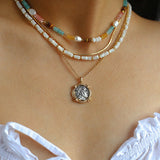 Colorful Natural Stone Pearl Stacked Beads Necklace - floysun