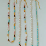 Colorful Natural Stone Pearl Stacked Beads Necklace - floysun
