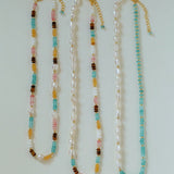Colorful Natural Stone Pearl Stacked Beads Necklace - floysun