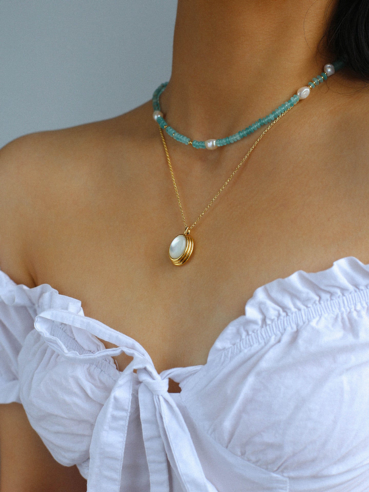 Colorful Natural Stone Pearl Stacked Beads Necklace - floysun
