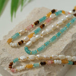 Colorful Natural Stone Pearl Stacked Beads Necklace - floysun