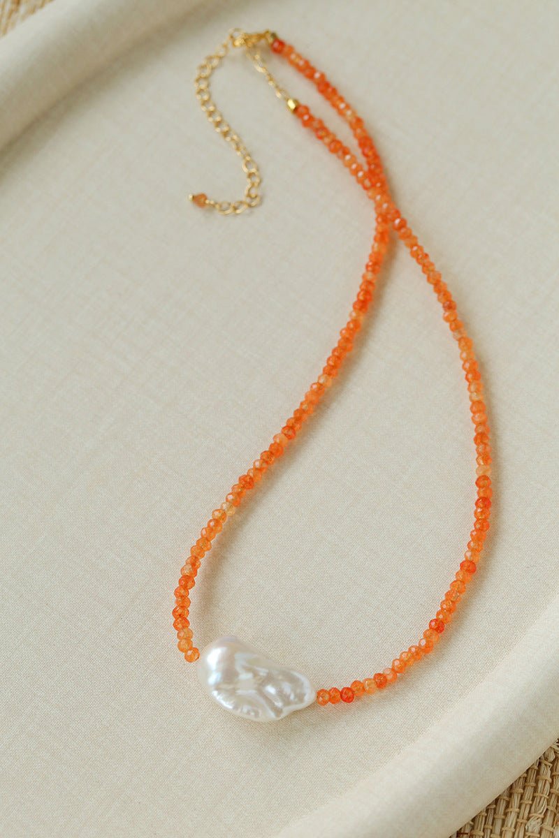 Colorful Optimized Natural Stone & Baroque Pearl Handmade Beaded Necklace - floysun