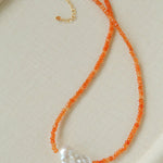 Colorful Optimized Natural Stone & Baroque Pearl Handmade Beaded Necklace - floysun