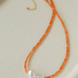 Colorful Optimized Natural Stone & Baroque Pearl Handmade Beaded Necklace - floysun