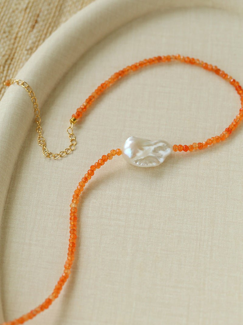 Colorful Optimized Natural Stone & Baroque Pearl Handmade Beaded Necklace - floysun