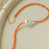 Colorful Optimized Natural Stone & Baroque Pearl Handmade Beaded Necklace - floysun