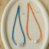 Colorful Optimized Natural Stone & Baroque Pearl Handmade Beaded Necklace - floysun