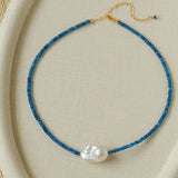 Colorful Optimized Natural Stone & Baroque Pearl Handmade Beaded Necklace - floysun