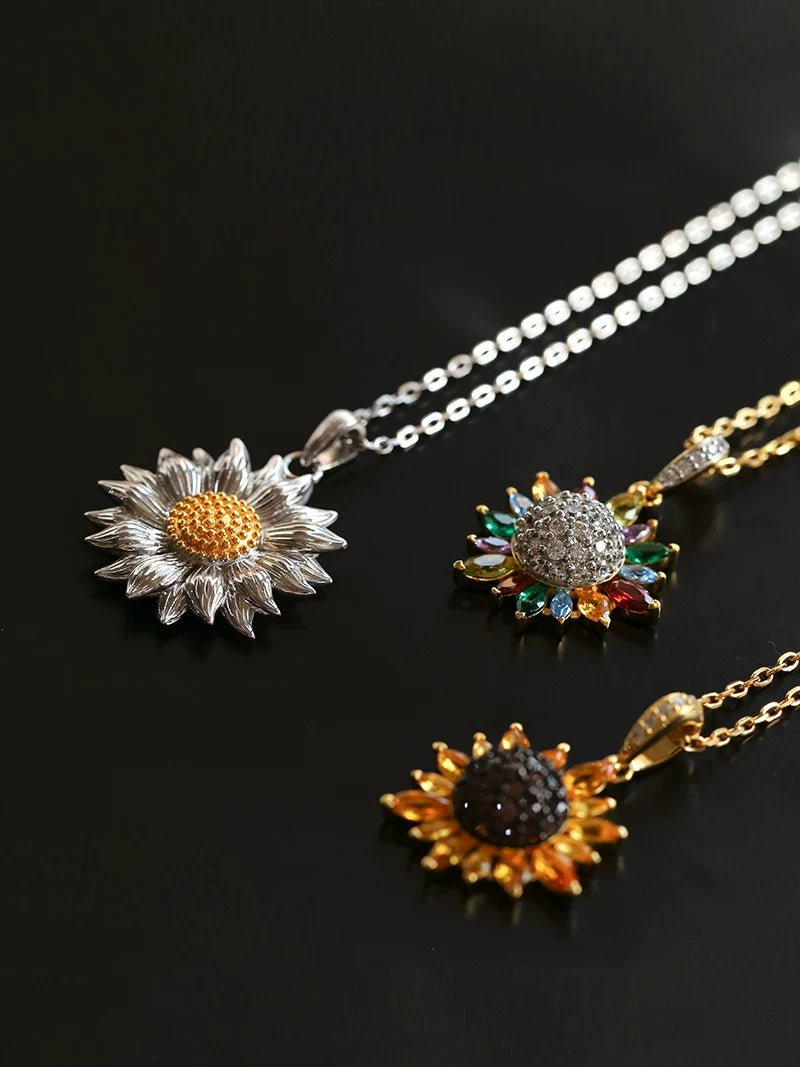 Colorful Sunflower Pendant Necklace - floysun