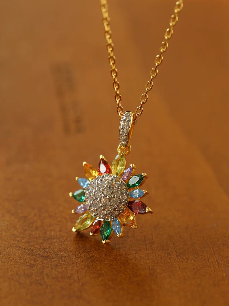 Colorful Sunflower Pendant Necklace - floysun