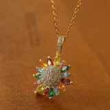 Colorful Sunflower Pendant Necklace - floysun