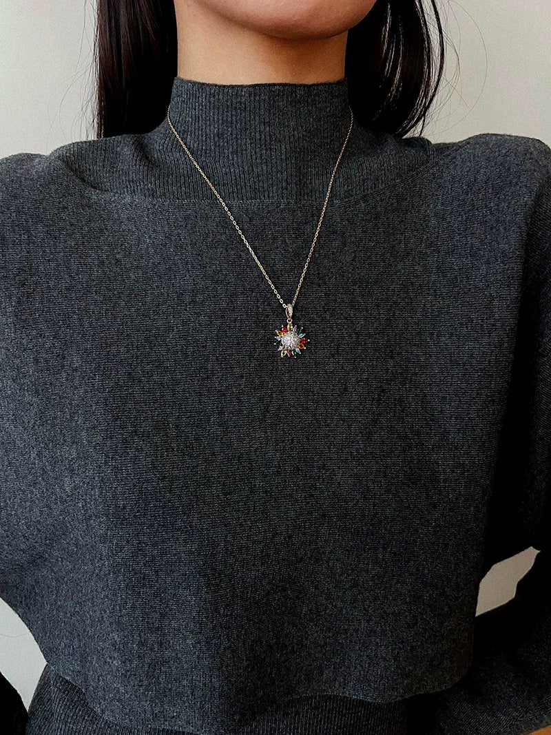 Colorful Sunflower Pendant Necklace - floysun