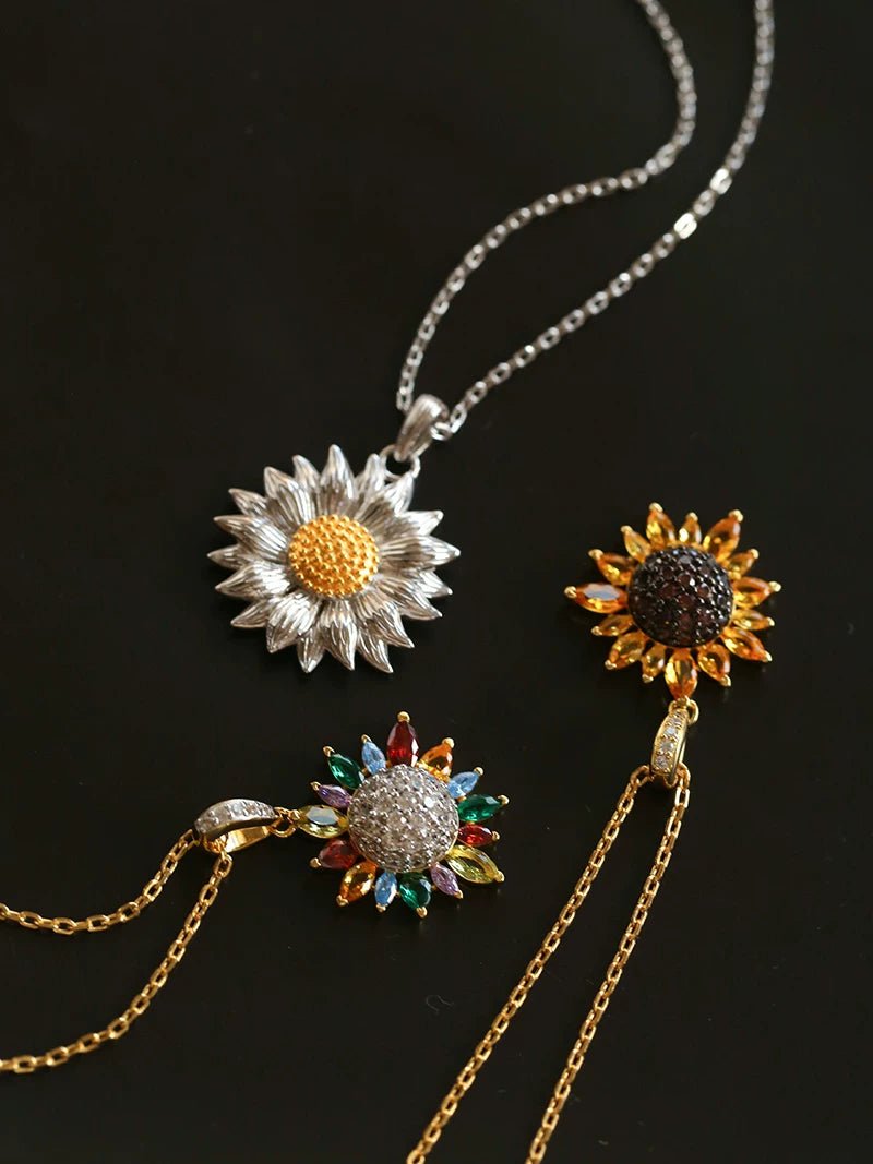 Colorful Sunflower Pendant Necklace - floysun