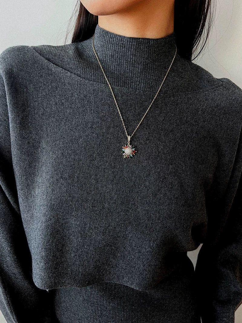 Colorful Sunflower Pendant Necklace - floysun