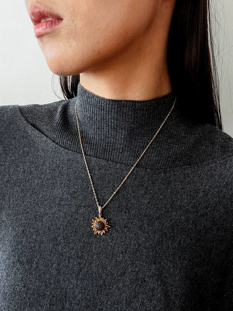 Colorful Sunflower Pendant Necklace - floysun